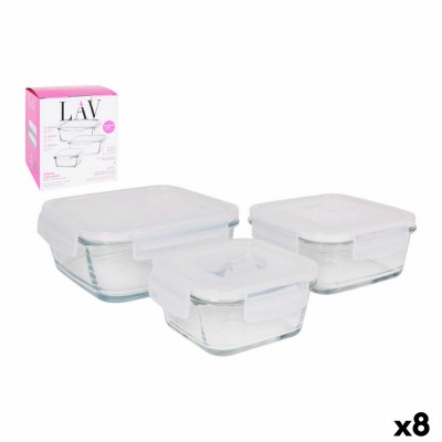 Ensemble de 3 Boîtes à Lunch LAV Verre (8 Unités) (3 pcs)