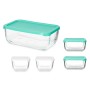 Ensemble de Boîtes à Lunch Snow Box Rectangulaire Blanc Turquoise (4 Unités)