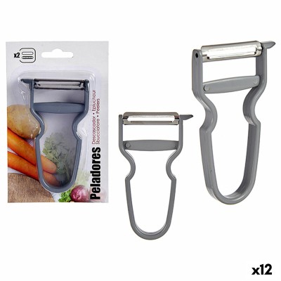 Éplucheur Epluche-légumes Gris Acier inoxydable Plastique 11 x 6,7 x 1,1 cm (12 Unités)