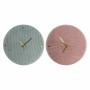 Wall Clock DKD Home Decor Green Pink 40,5 x 5,5 x 40,5 cm (2 Units)