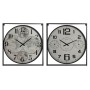 Wall Clock Home ESPRIT White Black Metal MDF Wood 62 x 6 x 65 cm (2 Units)