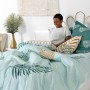 Housse de Couette HappyFriday Blanc Foliage mint  Multicouleur 180 x 220 cm