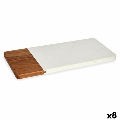 Planche à découper Blanc Marbre Bois d'acacia 15 x 1,3 x 30 cm (8 Unités)