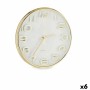 Horloge Murale Carré Rond Doré verre Plastique 33 x 33 x 5,5 cm (6 Unités)