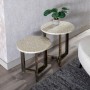 Side table Beige Brown Mother of pearl 40 x 40 x 45 cm MDF Wood