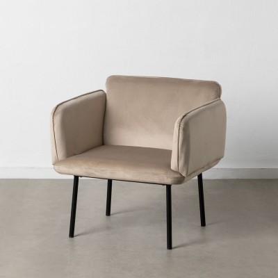 Fauteuil Tissu Synthétique Beige Métal