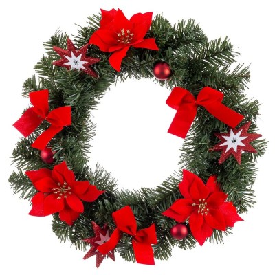 Couronne de Noël Rouge Vert Plastique 40 cm