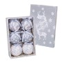 Boules de Noël Blanc Argenté Papier Polyfoam Cerf 7,5 x 7,5 x 7,5 cm (6 Unités)