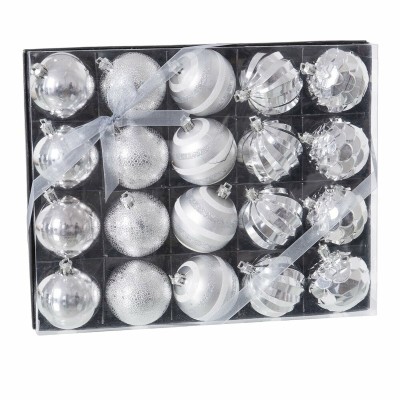 Boules de Noël Argenté Plastique 6 x 6 x 6 cm (20 Unités)