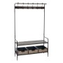 Hall Table with Drawers BRICK Coat rack Brown Black Iron 111 x 37 x 185 cm