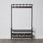 Hall Table with Drawers BRICK Coat rack Brown Black Iron 111 x 37 x 185 cm