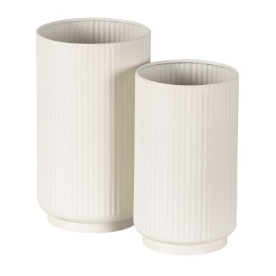 Set de pots de fleurs Crème Fer 16,5 x 16,5 x 28 cm (2 Unités)