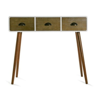 Hall Table with 3 Drawers Versa White Wood MDF and pine 30 x 80,5 x 90 cm