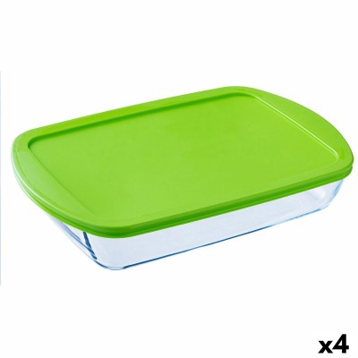 Boîte à repas rectangulaire avec couvercle Pyrex Cook & store Transparent Silicone verre (4,5 L) (4 Unités)