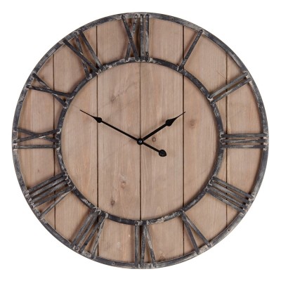 Wall Clock Natural Black 60 x 4 x 60 cm DMF