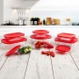 Panier-repas rond avec couvercle Ô Cuisine Cook & Store 21 x 21 x 7 cm Rouge 1,1 L Silicone verre (5 Unités)