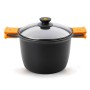 Pot with Glass Lid BRA Braisogona_A273903 Black Black/Orange Wood Aluminium Plastic Cast aluminium Ø 20 cm (1 Unit)