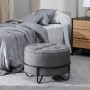 Pouf 63 x 63 x 41 cm Tissu Synthétique Métal Gris foncé