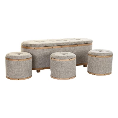 Banquette DKD Home Decor   Beige Naturel Bois Métal Plastique 30 x 40 cm 120 x 44 x 43 cm