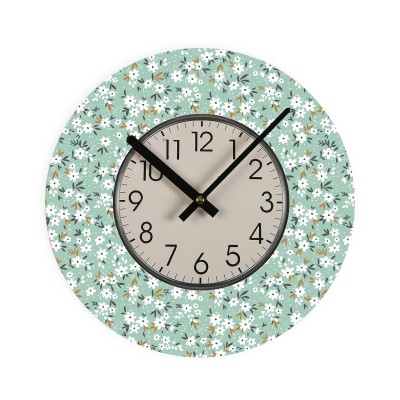 Wall Clock Versa Flowers Wood 4 x 30 x 30 cm