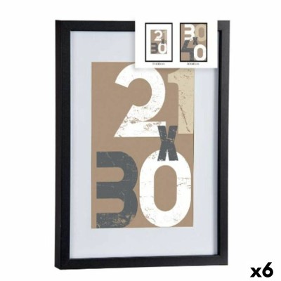 Porte photos mural Noir verre Bois MDF 32,5 x 2,5 x 42,5 cm (6 Unités)