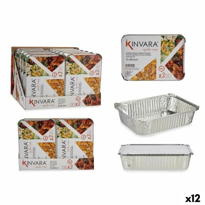 Set of Food Trays Kinvara 16161 Silver Aluminium 2 L 25,5 x 6,8 x 19 cm (12 Units)