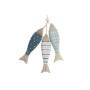 Hanging decoration Home ESPRIT Blue White Natural Fish 5 x 5 x 20 cm (2 Units)