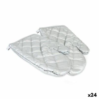Oven Mitt Quttin Silver 25 x 16 x 24 cm Set 2 Pieces (24 Units)
