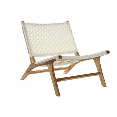 Garden chair DKD Home Decor MB-177833 White Natural PVC Teak 65 x 80 x 68 cm