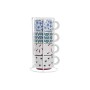 Ensemble de tasses à café DKD Home Decor Jaune Bleu Multicouleur Turquoise Bordeaux Métal Grès 150 ml