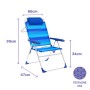 Marbueno Chaise Pliante 5 Positions Aluminium avec Coussin Rayures Bleues Plage et Piscine 67X66X99 cm 10246