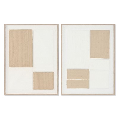 Cadre Home ESPRIT Blanc Naturel Abstrait Scandinave 60 x 3 x 80 cm (2 Unités)