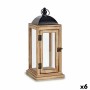 Lantern Natural Black Metal Wood (18 x 43 x 18 cm) (6 Units)