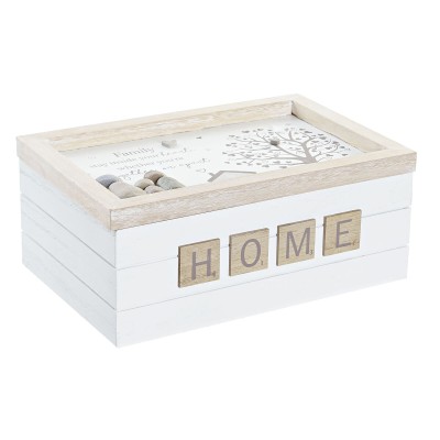 Boîte Décorative DKD Home Decor Blanc Naturel Bois MDF