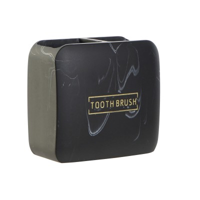 Support pour brosses à dents DKD Home Decor Noir Marbre (10,5 x 6,5 x 10 cm)