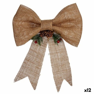 Décorations de Noël Krist+ 65584 Marron Rouge Vert Fibre naturelle 24 x 5 x 34 cm Lien (12 Unités)