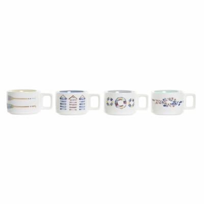 Piece Coffee Cup Set DKD Home Decor Blue Multicolour Metal Dolomite 260 ml