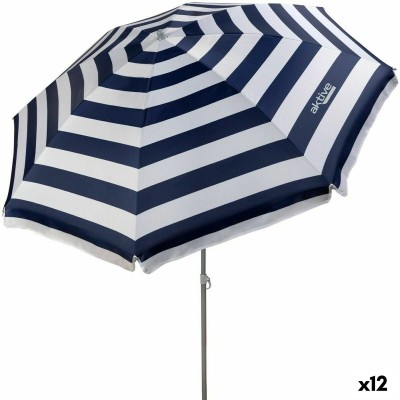 Parasol Aktive Bleu/Blanc 180 x 185 x 180 cm Acier Tissu Oxford (12 Unités)