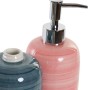 Distributeur de Savon DKD Home Decor Bleu Rose PVC Grès Scandinave 8 x 8 x 16 cm (2 Unités)
