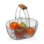 Fruit Bowl Versa Grey Oval Metal Wood Steel (18 x 9,5 x 23,5 cm)