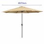 Marbueno Parasol Acero 8 Varillas 270 cm Poliéster Marrón Jardín Piscina 10482