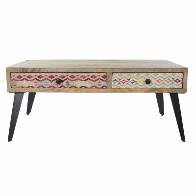 Table d'appoint DKD Home Decor 110 x 70 x 46 cm Noir Métal Marron Multicouleur Bois de manguier