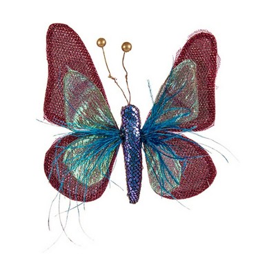 Décorations de Noël Krist+ 64814883 Bleu Rose Papillon 14 x 3 x 18 cm