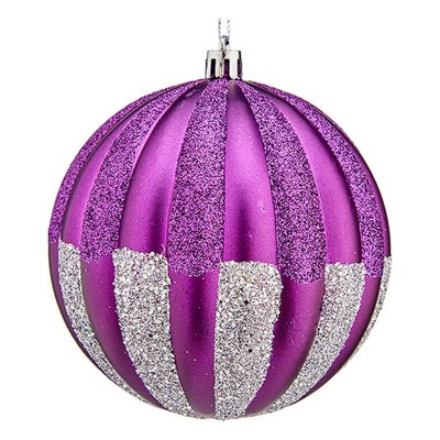 Boules de Noël Krist+ 00858 Violet Argenté PVC Ø 10 cm 6 Unités