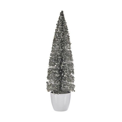 Sapin de Noël Grand 10 x 38 x 10 cm Argenté Blanc Plastique