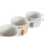 Ensemble de tasses à café DKD Home Decor Jaune Bleu Blanc Rouge Métal Bambou Dolomite 260 ml