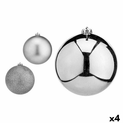 Set of Christmas balls Krist+ 00821 Silver Plastic Ø 15 cm (4 Units)