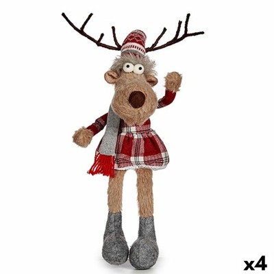 Decorative Figure Krist+ FG31-9592B White Brown Red Grey Deer 17 x 15 x 60 cm (4 Units)