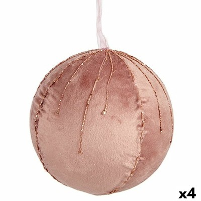 Lot de boules de Noël Krist+ 19A5453-PR Rose Polyester (4 Unités)