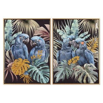 Painting Home ESPRIT Parrot Tropical Lacquered 50 x 3,5 x 70 cm (2 Units)